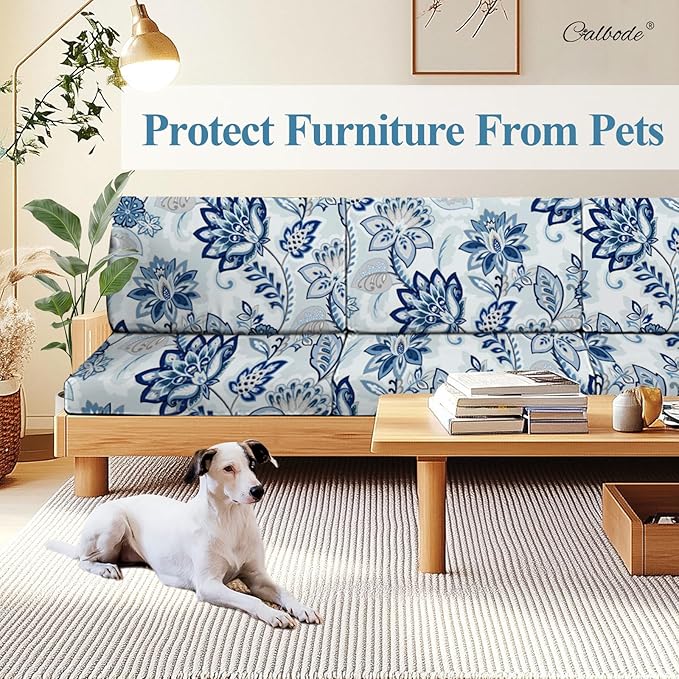 12pcs Floral Printed Stretchy Sofa Cushion Covers for Outdoor Furniture, Sofa Seat Replacement Cover, Flexible Chair Cushion Cover for Porch Garden Furniture Protection(Cover Only) - Image 5