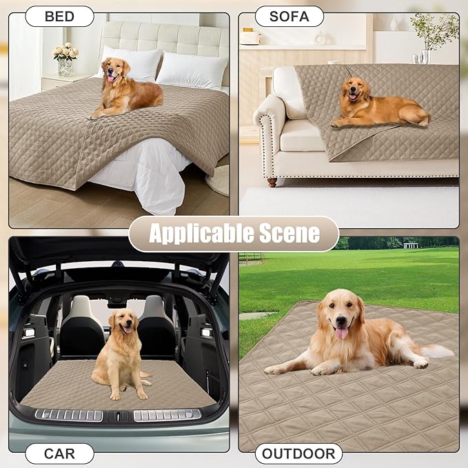 Smiry Waterproof Dog Bed Cover Pet Blanket, Soft Washable Dog Blanket for Furniture Bed Couch Sofa Reversible, Checkered (68"x82", Taupe/Taupe) - Image 7