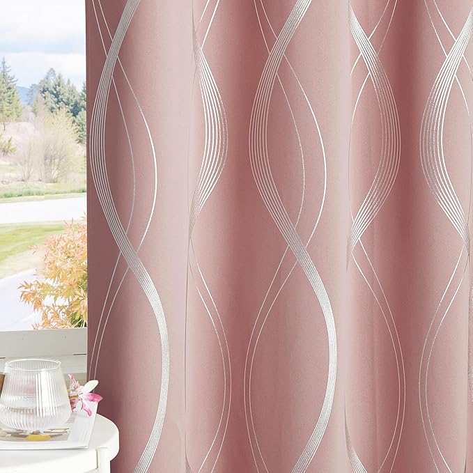 NICETOWN 100% Blackout Pink Curtains for Bedroom and Living Room, Easy Care Solid Thermal Insulated Grommet Panels and Drapes for Bedroom Decoration, 52" x 72", 2 Panels - Image 6