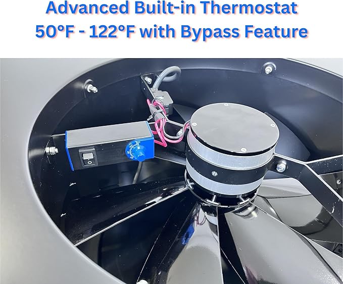 iLIVING HYBRID Ready Smart Thermostat Solar Roof Attic Exhaust Fan, 14", 40-Watt, 1150 CFM, Cools up to 2900 Sq.Ft. Coverage Area, Black - Image 5