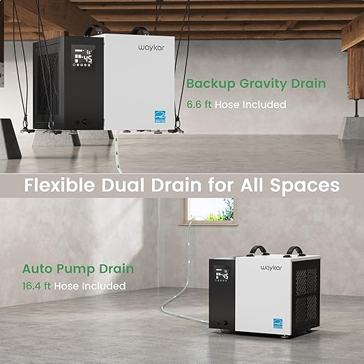 Waykar 70 Pint Energy Star Crawl Space Dehumidifier with Pump, Commercial Dehumidifier for Basements and Home, for Spaces up to 5000 Square Feet, Smart Humidity Control - 5-Year Quality Coverage - Image 5