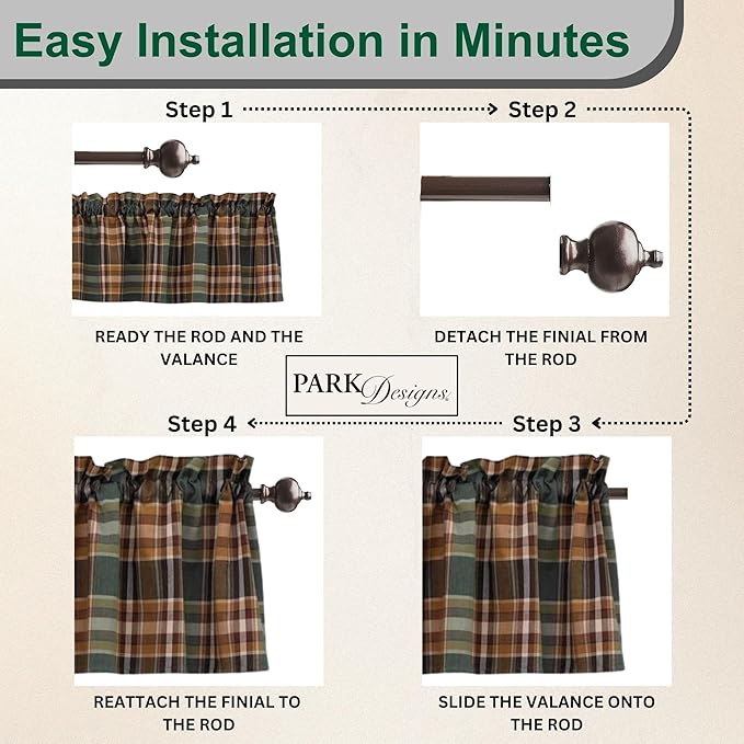Park Designs Farmhouse Kitchen Valances for Windows - Rustic Lodge Wood River | Fall Decor Window Valance Curtains | Plaid Curtain Valances for Windows | BOHO Living Rooms & Bathrooms | 72" x 14" - Image 5