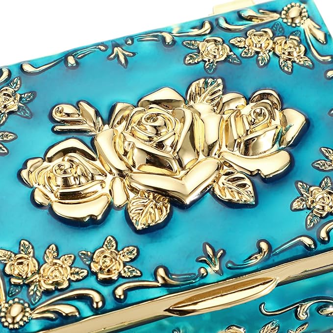Hipiwe Vintage Metal Jewelry Box Small Treasure Chest Case Trinket Organizer Earrings Necklace Bracelet Storage Box Ring Box Holder Keepsake Box for Women - Image 6