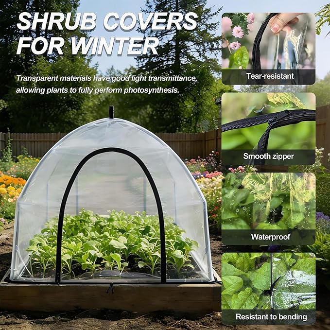 36″*36″*35.5″, Mini Greenhouse Winter Plant Warm Covers - Raised Bed Cover for Seed Starting, Warm Tent Freeze Protection Humidity Domes for Gardening & Winter Shelter and Protecting Plants, 2pcs - Image 7