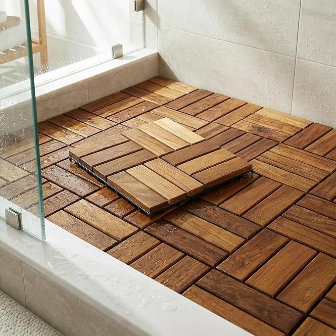 Bare Decor EZ Teak Flooring 12 Slat, Brown, 1 Sample Tile - Image 4