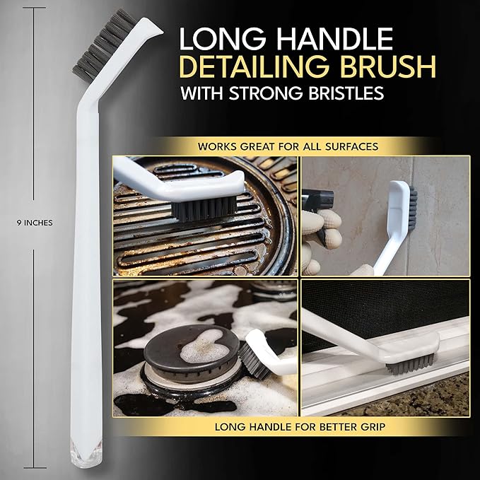 Grout Cleaning Brush Set (4 Pcs) Heavy Duty Hand Grout Scrub Brush & Detail Cleaning Brush Set for Baseboards,Floor, Corners, Shower, Bath Tub & Tiles - Image 3