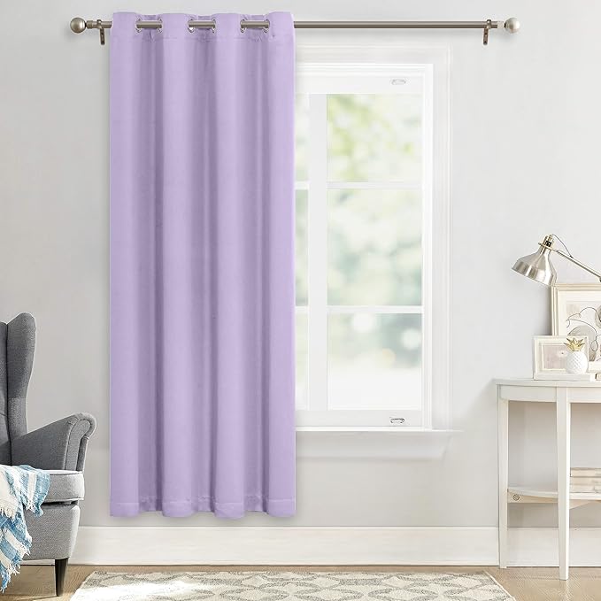 MYSKY HOME Light Purple Door Curtains for Doorway, Living Room, Bedroom - 52 x 72 Inch, Thermal Insulated Blackout Curtain - Image 6