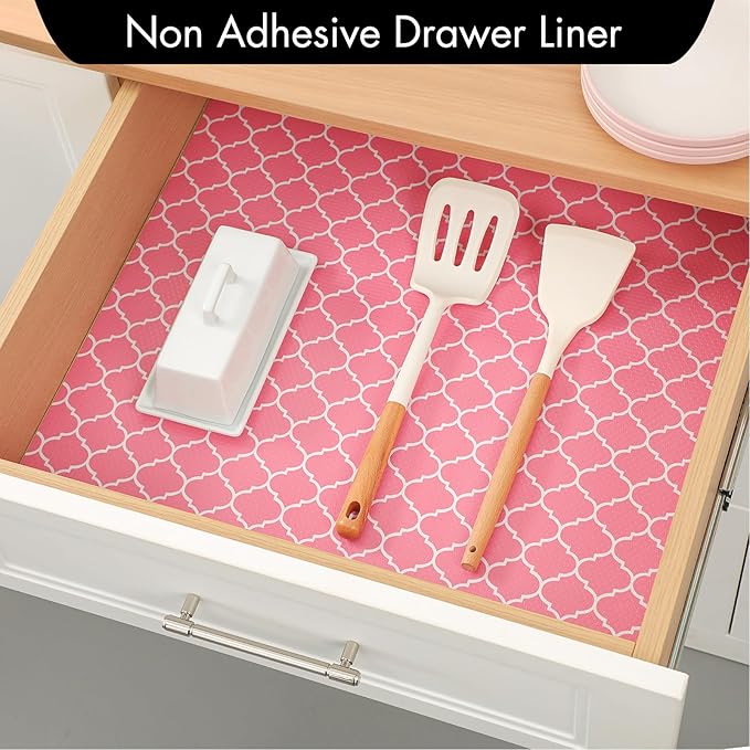 Cooyes Shelf Liner, Non Adhesive Drawer and Cabinet Liner, EVA Washable Oil-Proof Shelf Paper for Kitchen Cabinets, Refrigerator, Storage, Desks with Modern Pattern - Image 3