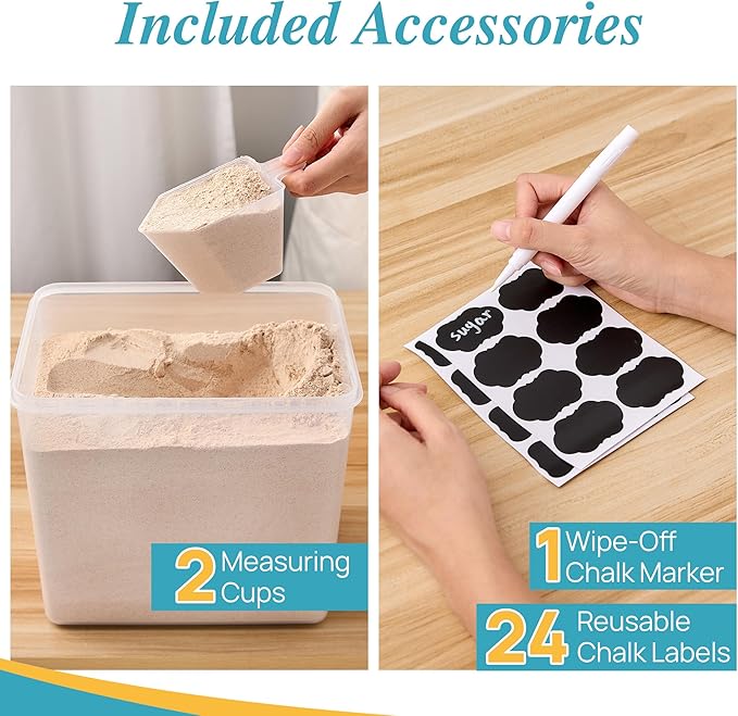 Vtopmart 8.5L 2 Pack Extra Large Flour Sugar Storage Containers for 20lbs flour, Airtight Kitchen Pantry Organization Canisters with Lids for Bulk food, Rice, Baking Supplies, BPA Free, Black - Image 8