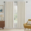 RYB HOME Natural Linen 100% Blackout Curtains for Bedroom 72 Long 52 Width, Linen Blackout Curtains Privacy Protection& Thermal Insulated for Sliding Door/Living Room, 2 Panels by RYBHOME