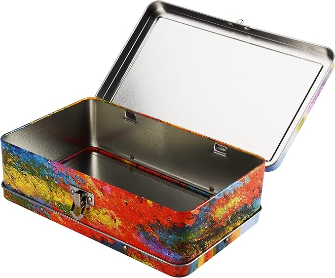 DAHO Metal Storage Box with Hinge for Office, School, Home, Makeup, Arts & Crafts and Accessories (French Country Landscape) - Image 5