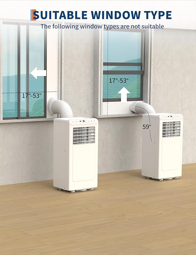 12,000 BTU Portable Air Conditioner with Remote Control – 3 in-1 Cooling, Fan, and Dehumidifying Functions, Fast Cooling for Up to 550 Sq. Ft., Low Noise, Sleep Mode & 24-Hour Timer - Image 6