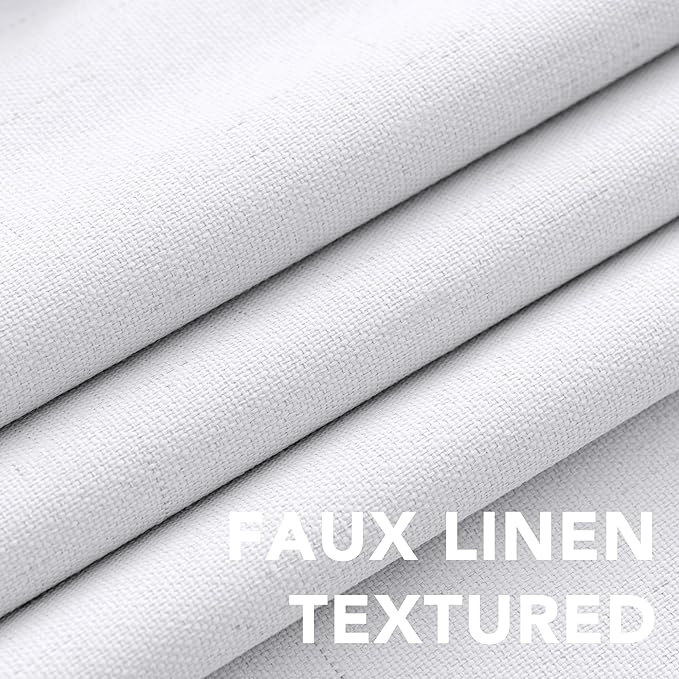 H.VERSAILTEX Primitive Linen Curtains 100% Blackout Curtain Drapes Burlap Curtains with White Thermal Insulated Liner, Grommet Top Drapes Living Room/Bedroom (2 Panels, 42 x 45 Inch, Bright White) - Image 4