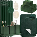 Green Bathroom Set, Dark Green Bathroom Accessories Set with Shower Curtain and Rugs, Bath Towel Sets, Natural Loofah Sponge, Soap Dispenser, Toothbrush Holder, Bathroom Tumbler and Tray for Bathroom by LetUsMakeHomeYourFavoriteDestination