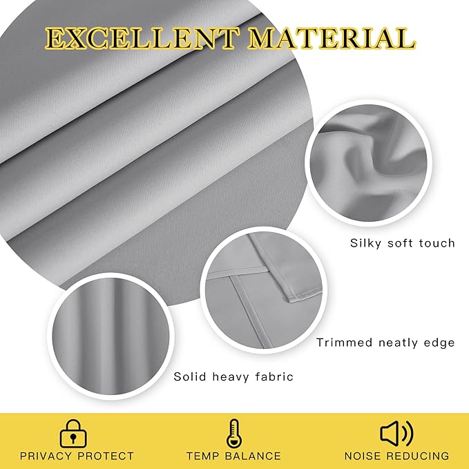 NICETOWN Room Darkening Curtain for Living Room - Energy Saving Thermal Insulated Grommet Room Darkening Curtain/Drape for Bedroom (1 Panel, 46 by 72, Silver Grey) - Image 2
