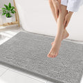Smiry Luxury Chenille Bathroom Rugs 34x21, Extra Soft and Absorbent Shaggy Bath Mat, Machine Washable, Non-Slip Plush Carpet Runner for Tub, Shower, and Floor, Home Decor Accessories, Light Grey by Smiry