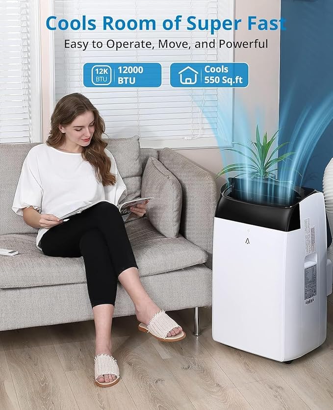 GAOMON 14000 BTU Portable Air Conditioners With Remote Control,3-In-1 Free Standing Cooling AC Unit With Fan & Dehumidifier,Smart/Sleep Mode,3 Speed,Auto Swing,Large Room,Office,Garage,Black Lid - Image 2