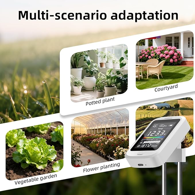 6-in-1 Soil Moisture Meter - 2026 Digital Soil Tester Kit with pH, Nutrient, Sunlight, Temperature & Humidity | Multi-Function Tester for Garden,Lawn and Indoor Plants | Factory-Permanent Calibration - Image 6