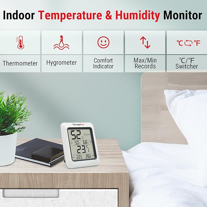 TempPro TP50 2 Pieces Digital Hygrometer Indoor Thermometer Room Thermometer and Humidity Gauge with Temperature Humidity Monitor(Previously ThermoPro) - Image 2