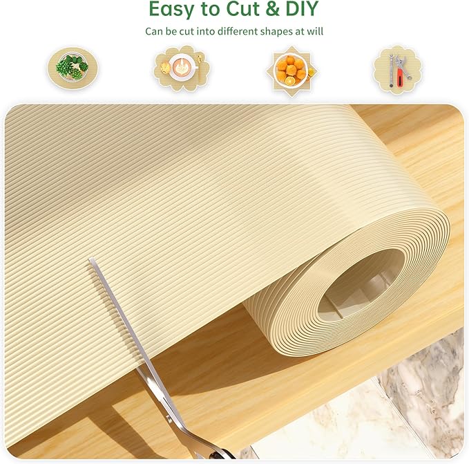 Shelf and Drawer Liner for Kitchen Cabinet, Non-Adhesive 18in x 120in Waterproof Durable Thickened EVA Material Easy-to-Cut Contact Paper Non Slip Mat for Refrigerator, Cupboard, Dresser - Image 3