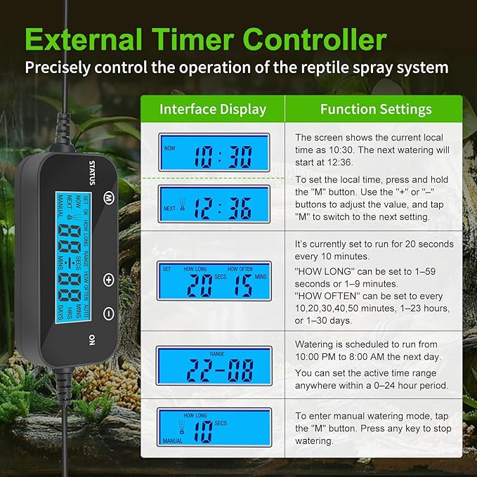 Reptile Fogger Humidifier for Glass Terrariums, Auto-Refill Misting System with Timer, Suitable for Reptiles/Amphibians/Grow Tents - Image 3