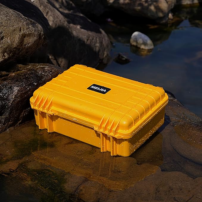 MEIJIA Portable All Weather Waterproof Protective Case,Hard Case,Camera Case With Customized Fit Foam,Fit Use of Drones,Camera,Equipments,Pistols,13.35 x11.63x5.98inches (Yellow) - Image 4