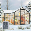 12X12FT Green Houses for Outside, Large Greenhouse for Outdoors and Garden Planting, Walk in Greenhouse Kit with Electronic Thermometers, Withstands Strong Wind or Snow to Protect Vegetables or Plants by WUKHG