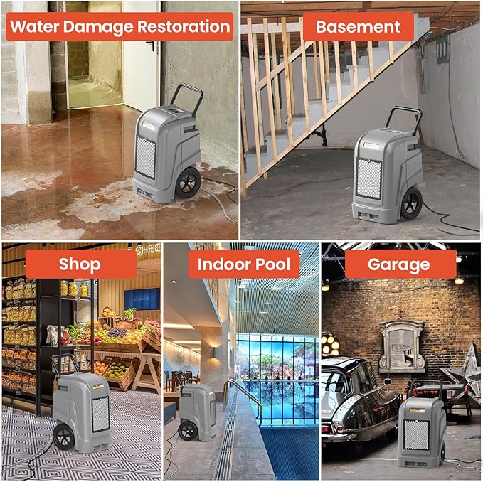 Abestorm 190 PPD Commercial Dehumidifiers with Pump and Drain Hose, Large Spaces Industrial Dehumidifier for Basements, Water Damage Restoration, Portable, Auto Defrosting, 5-year Limited Warranty - Image 5