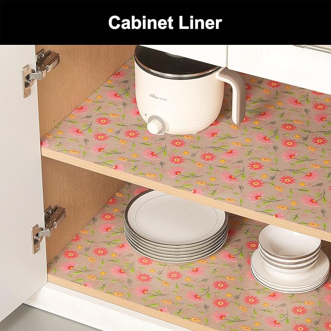 Cooyes Shelf Liner – Premium Non-Adhesive Cabinet & Drawer Liner for Kitchen – Waterproof Shelf Paper with Modern Pattern – Durable EVA Cabinet Mat – Easy to Cut (17.5" W x 360" L) - Image 3