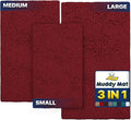 Muddy Mat® Pack of 3 Highly Absorbent Microfiber Dog Door Mat and Pet Rug, Non Slip Thick Washable Area Mat Soft Chenille for Kitchen Bathroom Bedroom and Outdoor - Red Small, Medium & Large by MuddyMat%C2%AE