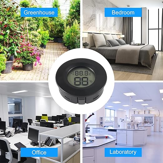 4pcs Mini Hygrometer Thermometer Digital LCD Monitor Indoor/Outdoor Humidity Meter Gauge Temperature for Humidifiers Dehumidifiers Greenhouse Reptile Plant Humidor Fahrenheit(℉) or Celsius(℃) (Black) - Image 4