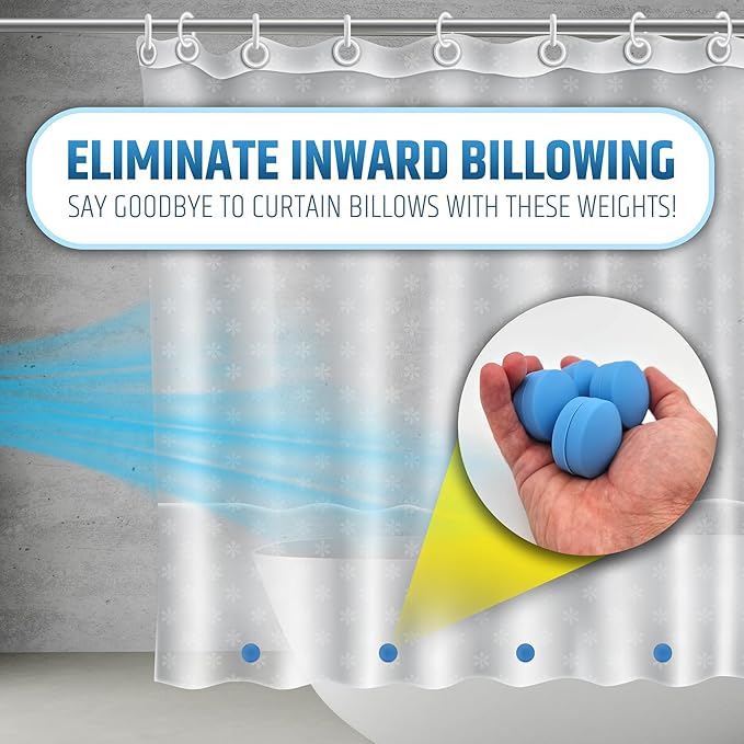 Powerful Anti-Billowing Magnetic Shower Curtain Weights for Splash-Free Bath Experience - 360° Silicone Wrapped - Will Never Rust - Heavy Magnets Prevent Curtain Liners from Blowing | 4 Pairs | Blue - Image 2