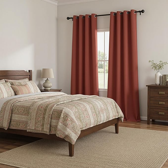 MYSKY HOME Brick Red Blackout Curtains 90 Inch Long for Living Room & Bedroom, Grommet Terracotta Window Curtains, Privacy Protect Curtains & Drapes, Room Darkening, Single Panel, 52 x 90 Inch - Image 8