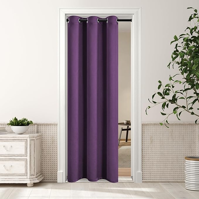 MYSKY HOME Blackout Door Curtains for Bedroom Grommet Top Closet Curtain for Doorway Thermal Insulated Room Darkening Drapes for Living Room, 1 Curtain Panel, 34 x 80 Inch, Royal Purple by MYSKYHOME