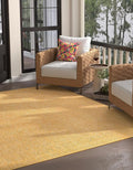 Unique Loom Collection Casual Transitional Solid Heathered Indoor/Outdoor Flatweave Area Rug (10' 8" Square, Corn Harvest Yellow) by UniqueLoom