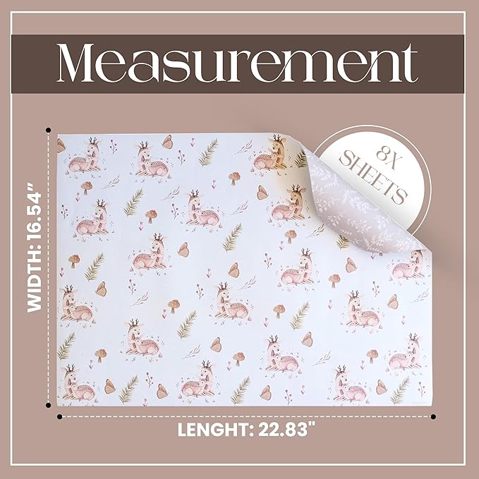 8X Non Scented Drawer Liners for Dresser - Double-Sided Pattern Non Adhesive Shelf Liner - Woodland Theme Lining Paper for Drawers for Baby Furniture - Cabinet Paper Drawer Liner is Ideal Winter Gift - Image 5