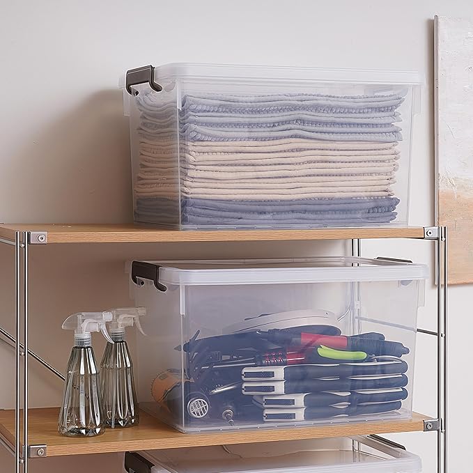 Citylife 48 QT 6 Packs Plastic Storage Bins with Lids and Secure Latching Buckles Clear Stackable Storage Containers for Organizing Durable Storage Box - Image 3