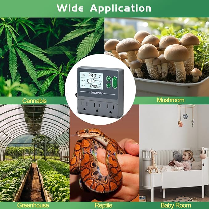 Dual Probe Temperature & Humidity Controller, Independent Sensors for Precise Temperature and Humidity Control, Compatible with Humidifiers, Dehumidifiers, Heating & Cooling Systems - Image 7