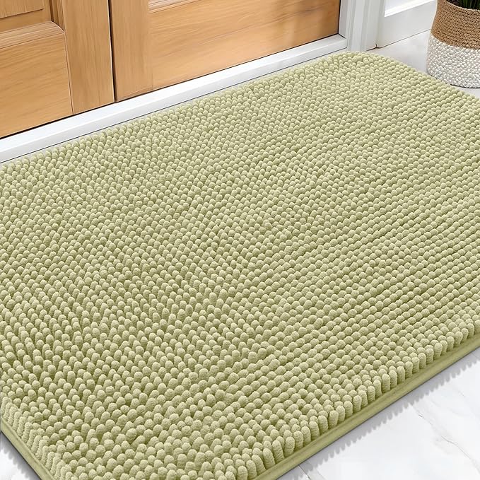OLANLY Dog Door Mat for Muddy Paws 30x20, Absorbs Moisture and Dirt, Absorbent Non-Slip Washable Doormat, Quick Dry Chenille Mud Mat for Dogs, Entry Indoor Entryway Carpet for Inside Floor, Vanilla by OLANLY