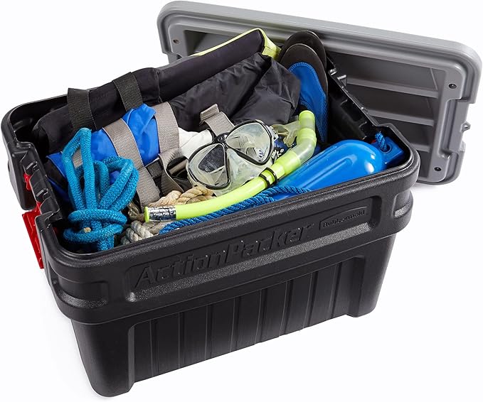 Rubbermaid ActionPacker️ 24 Gal Lockable Storage Box Pack of 2, Outdoor, Industrial, Rugged, Grey and Black - Image 5