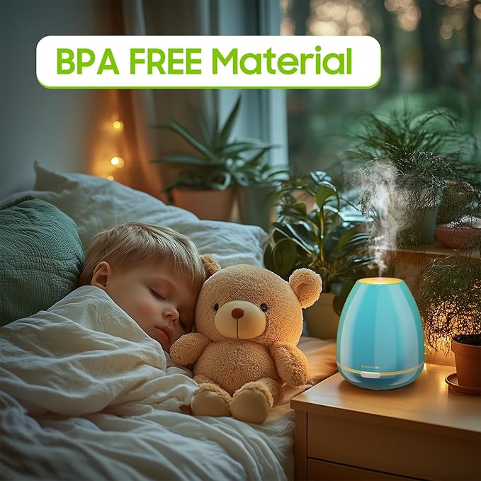 300ml Essential Oil Diffuser & Cool Mist Humidifier - Ultra-Quiet Ultrasonic Aromatherapy for Bedroom, 7 Color Night Light, BPA-Free, Auto Shut-Off, Up to 12H Continuous Mist(Blue) - Image 6
