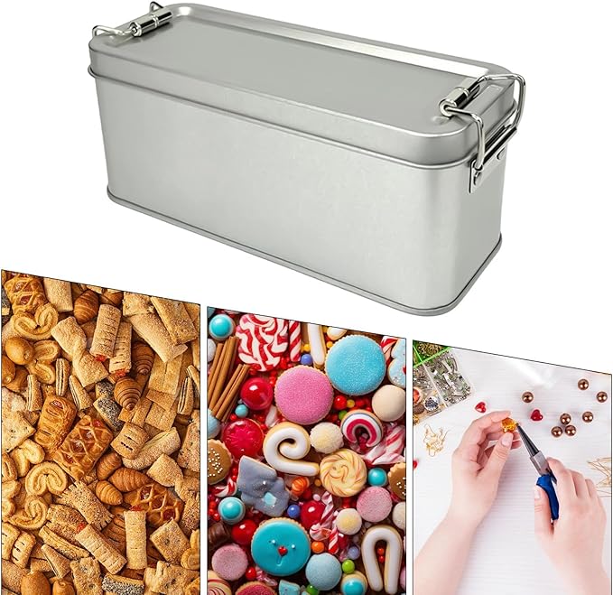 Tin Containers With Lids - Airtight Seal Rectangular Empty Storage Container | Space Saving Metal Tin Box For Cosmetics Candy Cookie Home Office Travel Jewelry Pen Eraser - Image 6