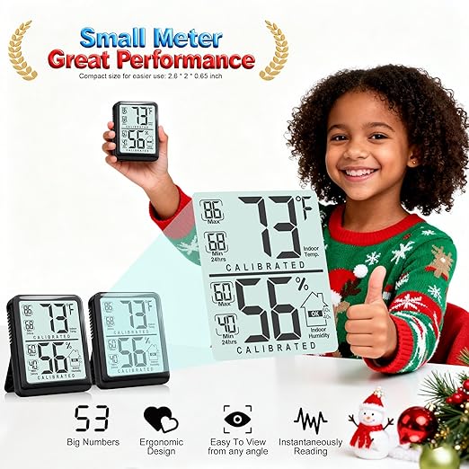 Antonki 2-Pack Room Thermometer, Digital Small Hygrometer Indoor Thermometer Humidity Gauge, Temperature Humidity Meter with Max/Min Record Monitor Sensor for Home, Plants - Battery Included - Image 3