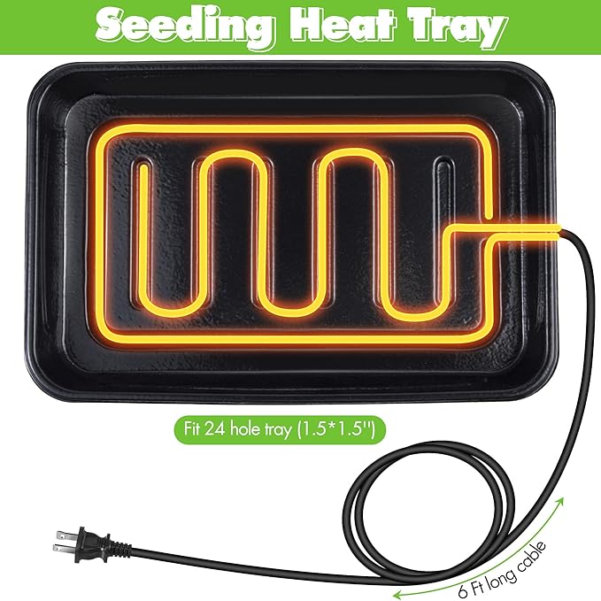 Saillong Seed Starter Tray with T8 Grow Light, Seedling Heat Tray with 15'' x 8.2'' Adjustable Height Humidity Domes, Plant Germination Propagation Kit for Planting Seeds, Mini Greenhouse Indoor - Image 5
