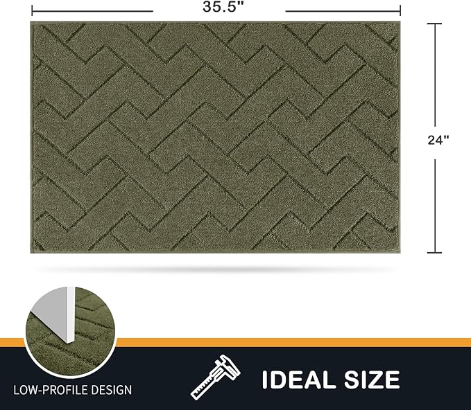 PURRUGS Dirt Trapping Door Mat 24" x 35.5", Non-Slip Machine Washable Entry Rug, Dog Doormat, Indoor Front Door Mat, Super Absorbent Entryway Rug for Muddy Shoes & Paws, Sage Green - Image 2