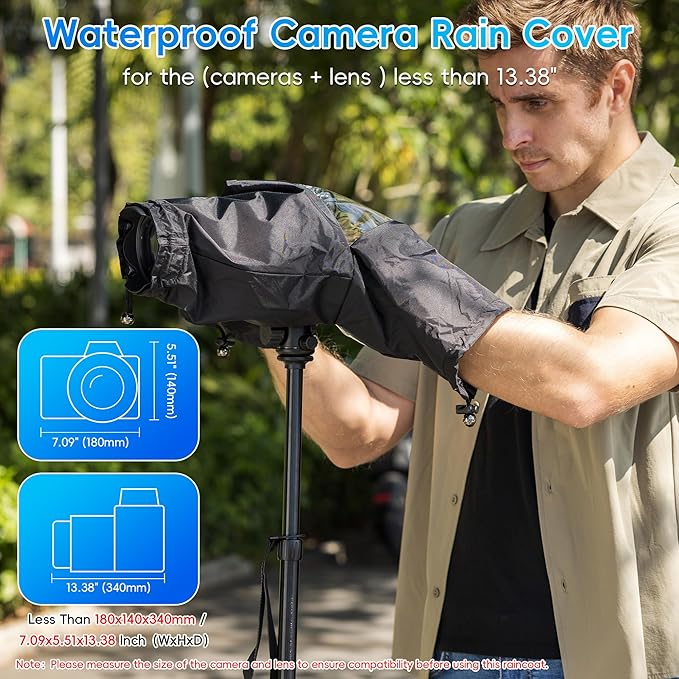 Professional Waterproof Camera Rain Cover for Canon for Nikon for Sony for Fujifilm and More DSLR Mirrorless Cameras with Lens, Camera Accessories for Photography - Image 2