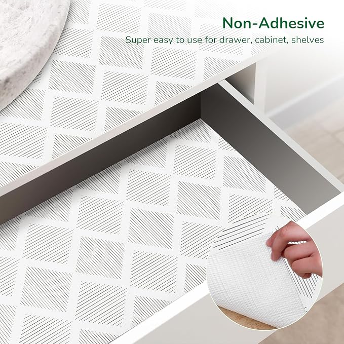 Shelf Drawer Liner for Kitchen Cabinets Non-Adhesive Shelf Liner Paper Non-Slip Strong Grip Drawer Liner Cabinet Liners Thickened Easy to Clean for Tool Box Pantry (Striped, 12In x 30FT) - Image 3