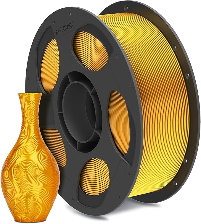 ANYCUBIC Silk Filament, Clog-Free Shiny 3D Printer PLA Filament 1.75mm Dimensional Accuracy +/- 0.02mm, 1KG Reusable Spool (2.2 lbs), Silk Gold by ANYCUBIC