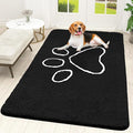 OLANLY Dog Door Mat for Muddy Paws 59x35, Paw Print Design, Absorbs Moisture and Dirt, Absorbent Non-Slip Washable Doormat, Quick Dry Chenille Mud Mat for Dogs, Entry Indoor Entryway Carpet, Black by OLANLY