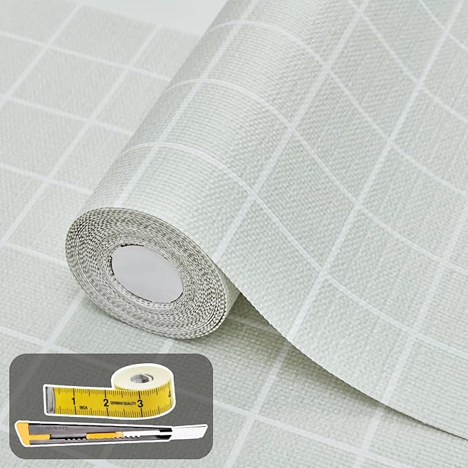 Drawer and Shelf Liner for Kitchen Cabinet: 17 in X 20 Ft Non Slip Waterproof Shelf Paper Non Adhesive Refrigerator Liners Light Gray Grid Easy Liners for Bathroom by Kimhan